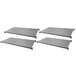 A group of four grey metal shelves.