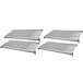 Four white metal shelves with vented grates.