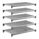 A set of five vented shelving units for storage, designed for use with Cambro Camshelving Basics Plus systems.
