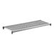 A rectangular, vented plastic shelving kit with a slotted design and metal frame.