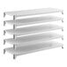 A set of five solid rectangular shelving units designed for storage and organization.