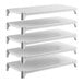 A five-tier solid shelf kit with white rectangular shelves designed for storage and organization.
