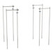 A set of stainless steel stationary end shelving units with vertical and horizontal support bars.
