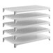 A five-shelf kit with one solid and four vented plastic shelves designed for storage and organization.