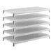 A set of five vented plastic shelving units designed for modular storage.