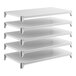 A set of five solid rectangular shelving units designed for storage and organization.