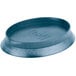 A blue polypropylene oval deli server with a lid.