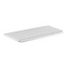 A white plastic shelf kit with white metal vented shelves.