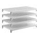 A set of four rectangular shelving units, including three vented shelves and one solid shelf, designed for modular storage.