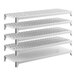 A set of five Cambro shelving units, including one solid and four vented plastic shelves, designed for storage organization.