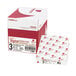 A Nekoosa box of white, canary, and pink digital carbonless paper with a label.