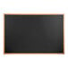 A black chalkboard with a solid oak wood frame.