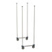 A stainless steel mobile shelving unit frame with four vertical posts and caster wheels, designed for use with Metro Super Erecta Top-Track shelving systems.
