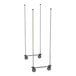 A stainless steel mobile shelving unit frame with four vertical poles and caster wheels, designed for use with Metro Super Erecta Top-Track systems.