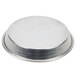 a white plate with a silver rim