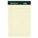 A yellow lined TOPS Docket notepad.
