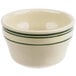 A white bowl with green stripes.