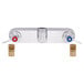 The Fisher brass faucet base with brass lever handles.