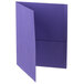 A close-up of a purple Oxford pocket folder with a pocket open on the front.