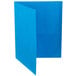 A light blue paper folder with embossed pockets.