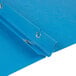 An Oxford light blue report cover with metal fasteners.