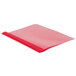 An Oxford red report cover with a clear front and red edge.