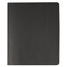 An Oxford black report cover with a square rectangle and 3 fasteners.