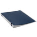 A dark blue Pendaflex desk file with white labels.