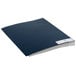 A dark blue Pendaflex desk file with white labels.