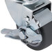A close-up of a 3" metal swivel plate caster wheel with a black rubber tire.