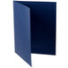 A blue rectangular Oxford folder with a pocket and black edges.