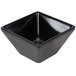 An American Metalcraft black square melamine sauce cup with a lid.