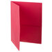 A red Oxford 2-pocket folder with embossed paper.