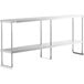 A long stainless steel Regency double deck overshelf.