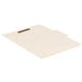 A white file folder with a black handle.