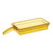 A yellow plastic container with a handle.