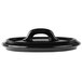 A Bon Chef matte black porcelain oval cocotte lid with a handle.