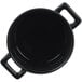 A matte black Bon Chef porcelain cocotte with two handles.