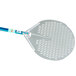 GI Metal A-32F/120 Azzurra 13'' Anodized Aluminum Round Head Perforated Pizza Peel with 47'' Handle
