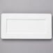 A white rectangular Bon Chef bone china plate with a small white border.