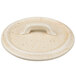A white Bon Chef porcelain lid with a handle.