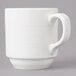 A white Bon Chef porcelain mug with a handle.