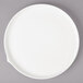 A white Bon Chef porcelain dinner plate with stacked line design.