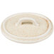 A white porcelain Bon Chef oval lid with a handle.