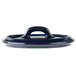 A Bon Chef cobalt blue porcelain oval lid with a handle.