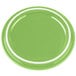 A white porcelain lid with a green rim.