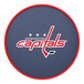 A round padded bar stool seat featuring the Washington Capitals logo with a red border.