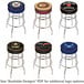 A blue Holland Bar Stool with a USMC logo on the seat.