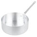 A silver aluminum Vollrath sauce pan with a handle.