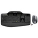 A black Logitech wireless keyboard and mouse.
